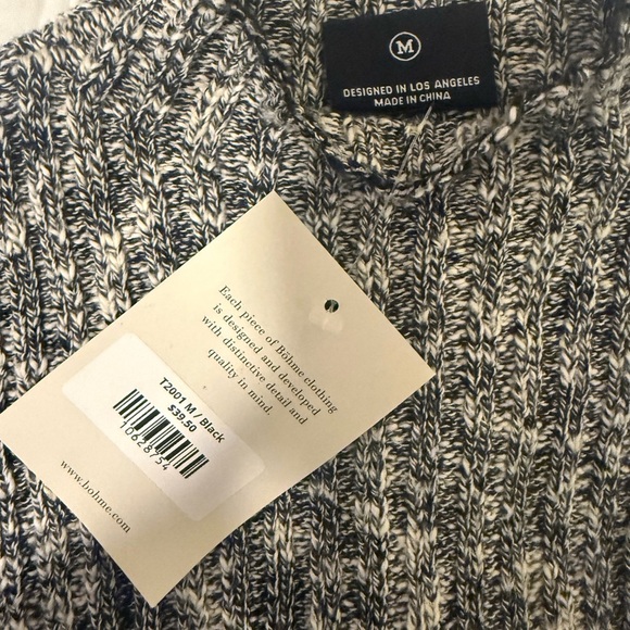 Böhme Miou Muse Marled Ribbed Knit Cropped Sweater Black White M NWT - Picture 6 of 8